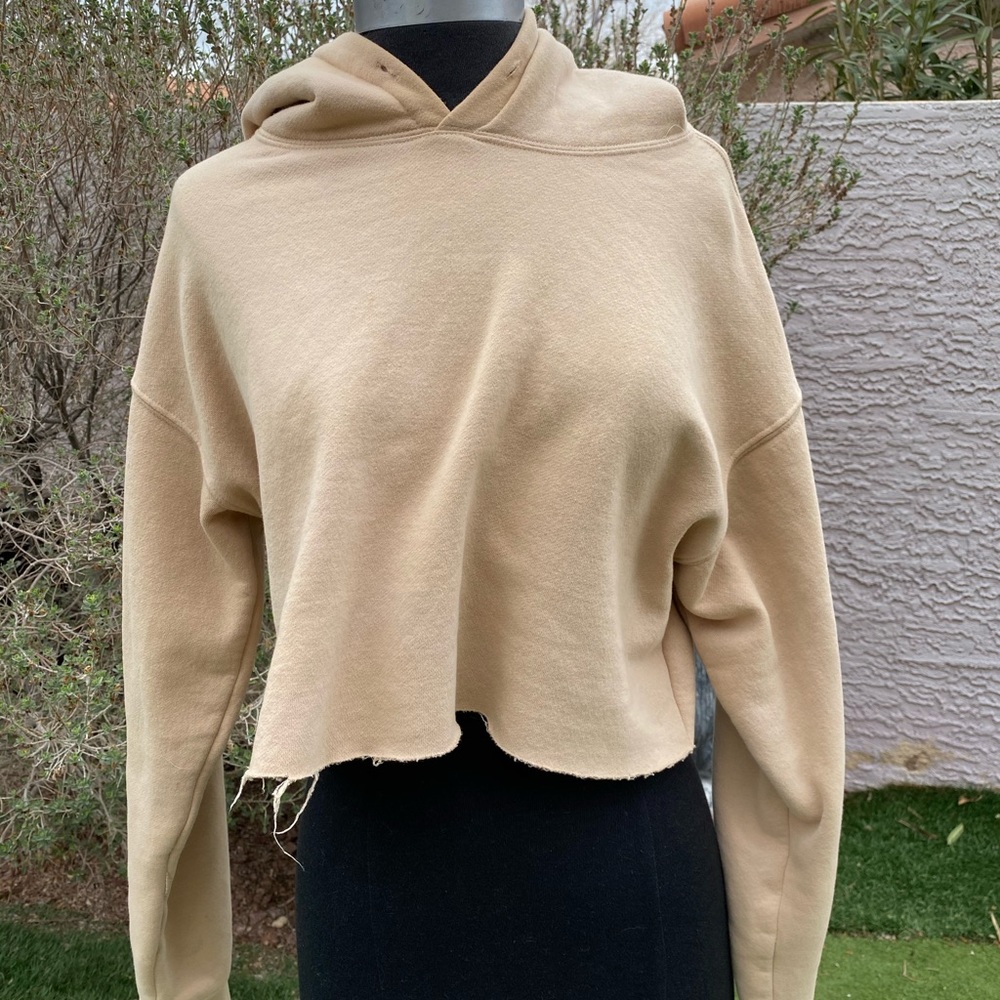 tan crop hoodie